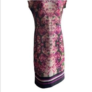 Beige by eci flower print short sleeve dress size 8 NWOT